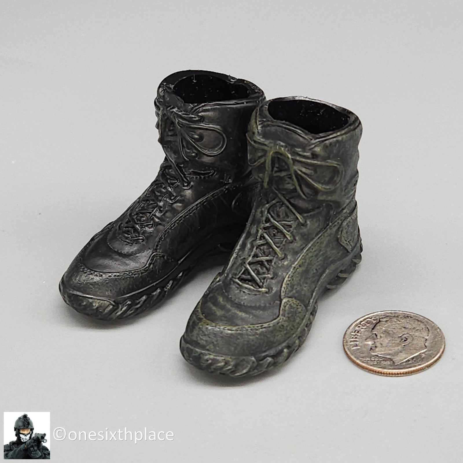 1:6 scale ExperToys Ranger Molded Black Oakley Boots (Foot Type) for 12" Figures