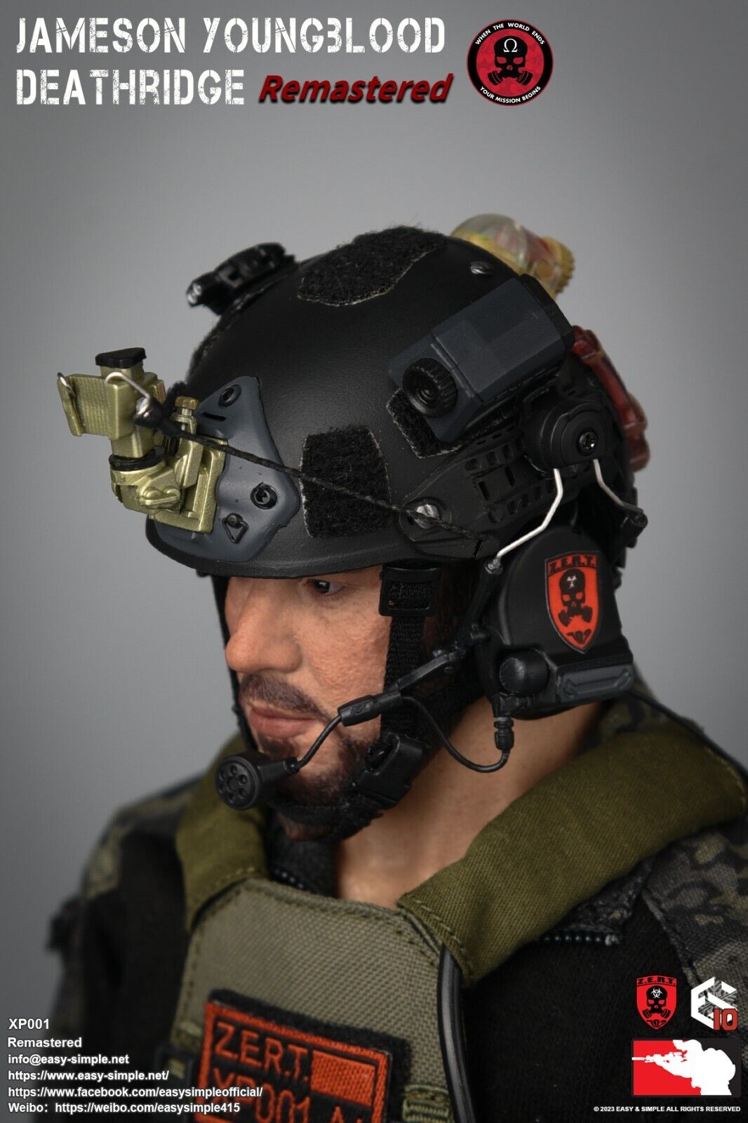 1:6 scale Easy & Simple ZERT Deathridge Remastered M50 Gas Mask w/ MOLLE Panel