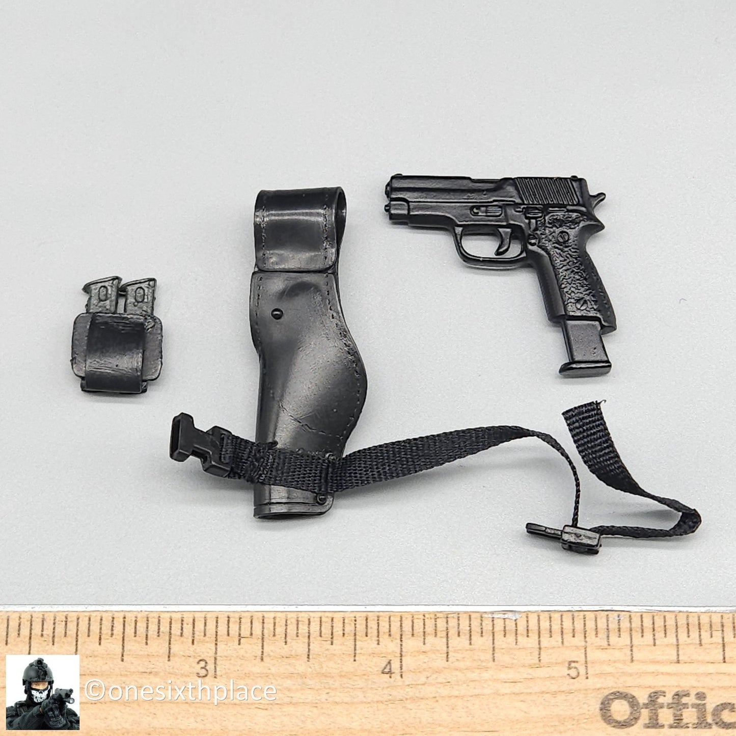 1:6 scale BBI British SAS Clark Pistol w/ Holster & Ammo Pouch for 12" Figures