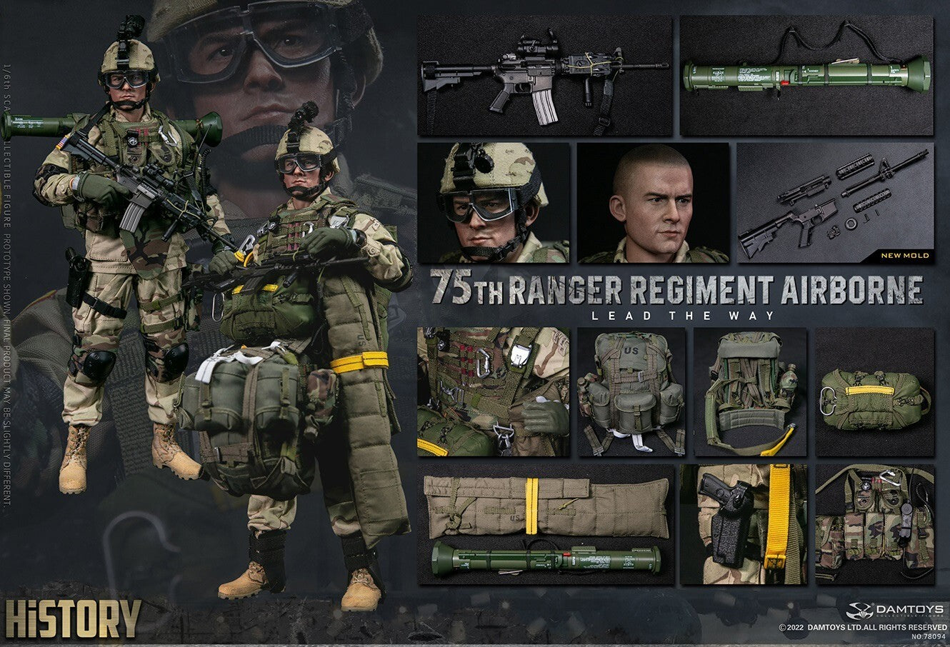 1:6 scale DamToys 75th Ranger Regiment Airborne M9 Pistol w/ Holster 12" Figures