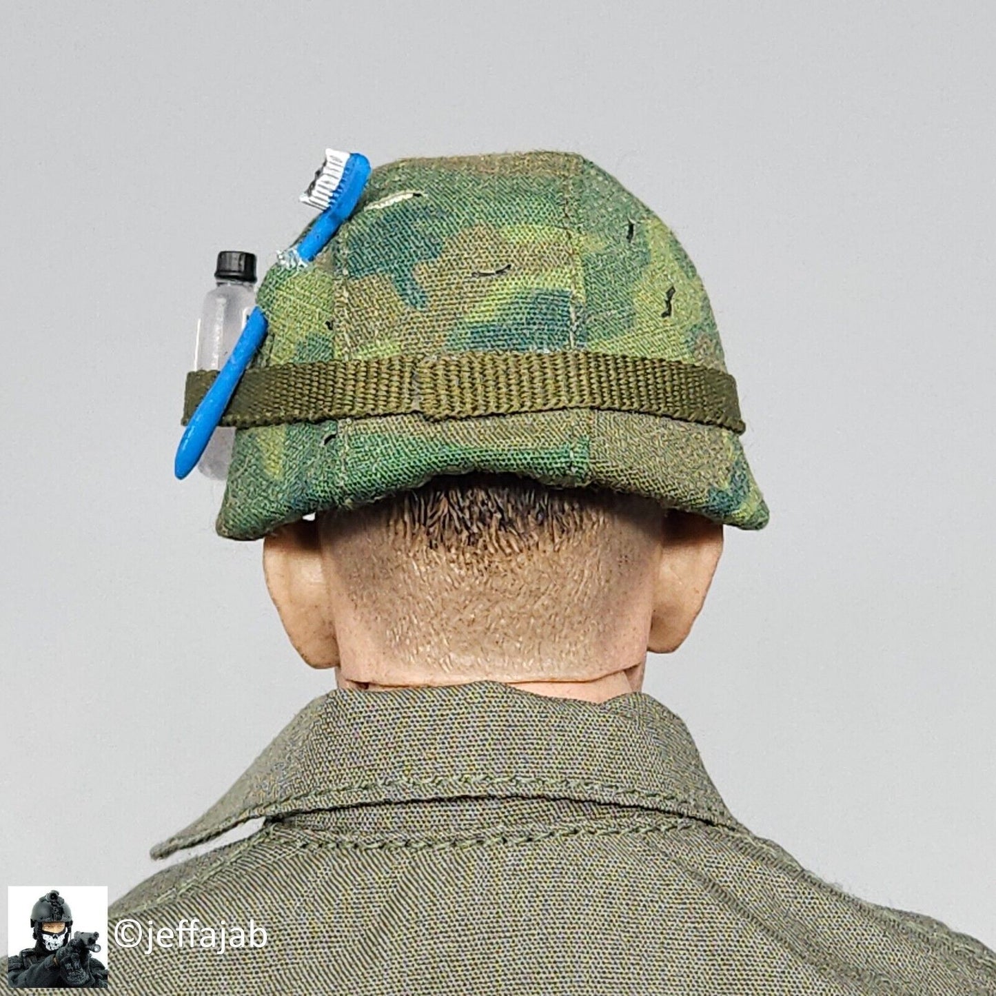 1:6 scale DJ Custom Forrest Gump in Vietnam Helmet w/ Toothbrush for 12" Figures
