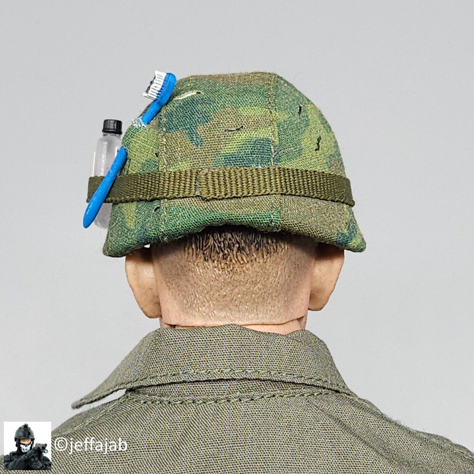 1:6 scale DJ Custom Forrest Gump in Vietnam Helmet w/ Toothbrush for 12" Figures