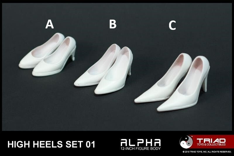 1:6 Triad Toys Female White High Heels Shoes Style C (Tall Heel) 12" Figures