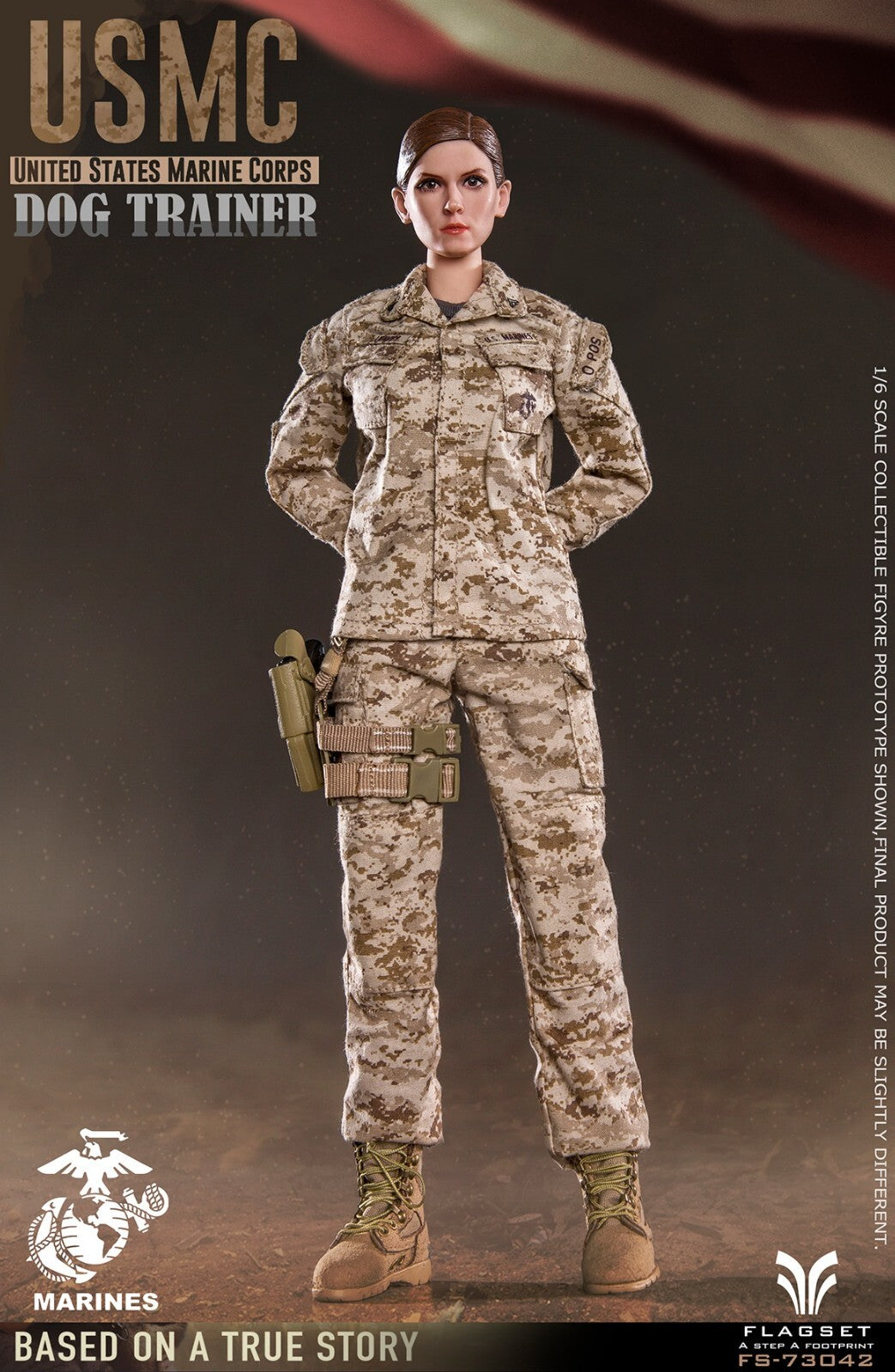 1:6 Scale Flagset Female USMC Dog Trainer MARPAT Hat Cover for 12" Figures