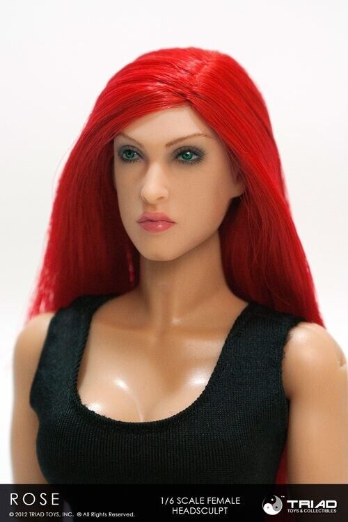 1:6 Triad Toys Female Head Sculpt Series 3 Rose Red Hair for 12" Figures