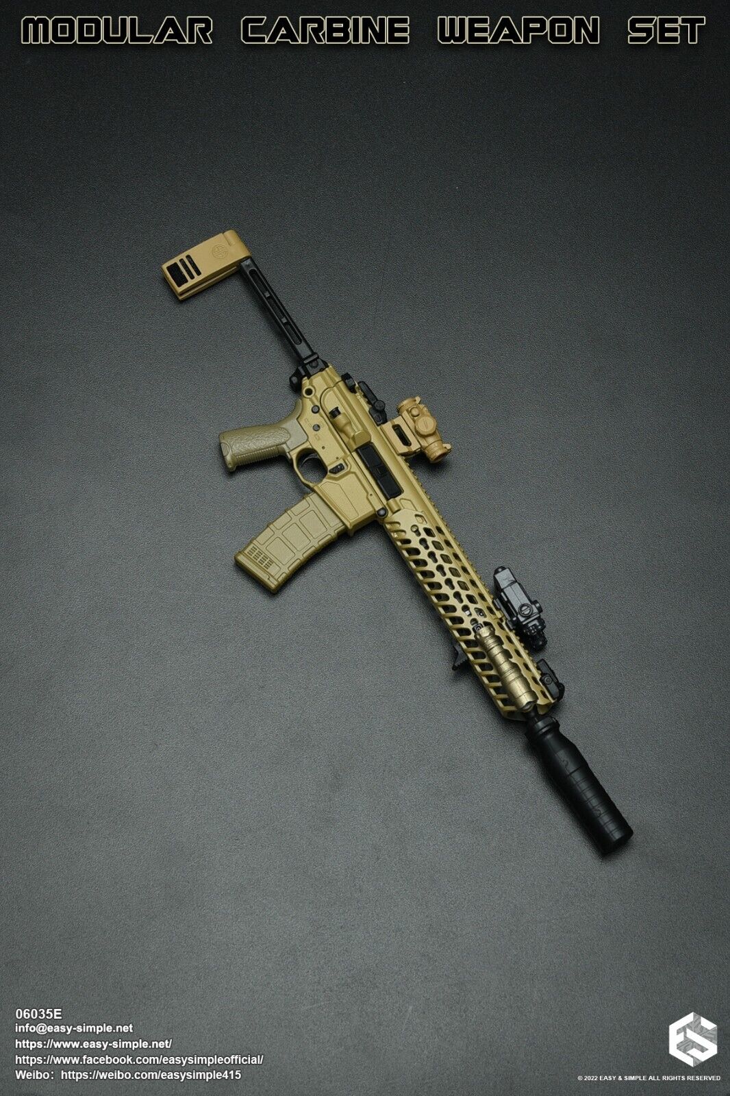 1:6 scale Easy & Simple Modular Carbine Weapon Set E - MCX STD Pistol 06035E