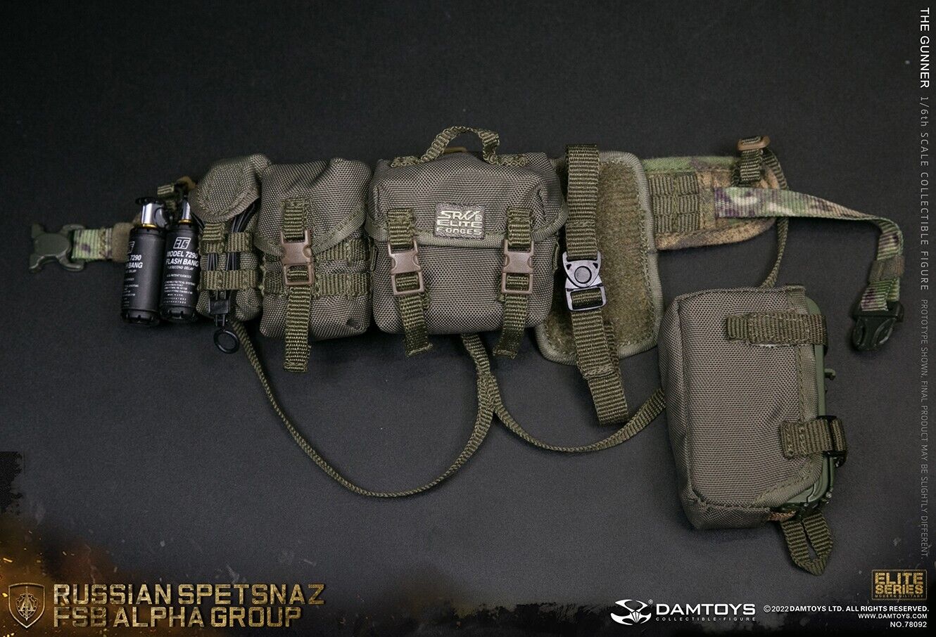 1:6 DamToys Russian Spetsnaz FSB Alpha Gunner A-TACs Camo MOLLE Belt 12" Figures