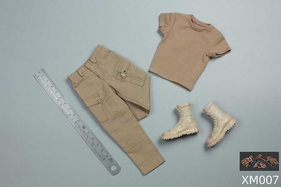 1:6 scale XRF Mens Tan Tactical Cargo Pants for 12" Figures