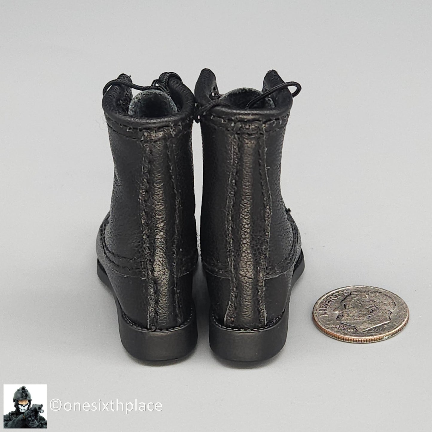 1:6 DID US Navy F-14 Pilot Tom & Nick Black Leather Boots (Foot Type) 12" Figure