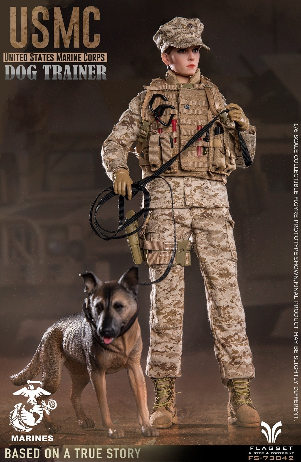 1:6 Scale Flagset Female USMC Dog Trainer MARPAT Hat Cover for 12" Figures