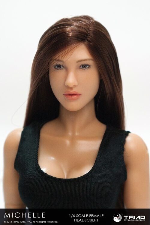 1:6 Triad Toys Female Head Sculpt Series 3 Michelle Brunette Hair for 12" Figure
