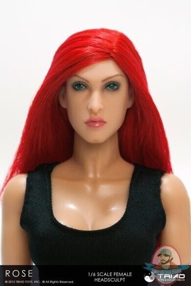1:6 Triad Toys Female Head Sculpt Series 3 Rose Red Hair for 12" Figures