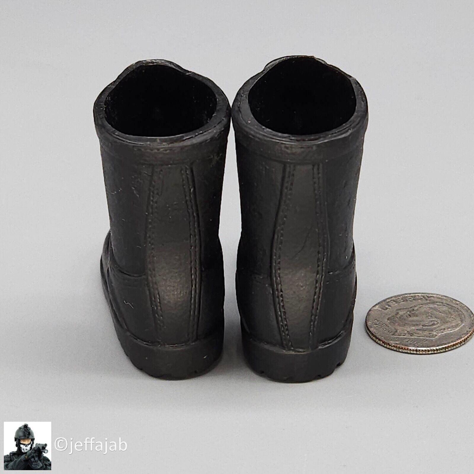 1:6 scale Ultimate Soldier Basic Black Combat Boots (Foot Type) for 12" Figures