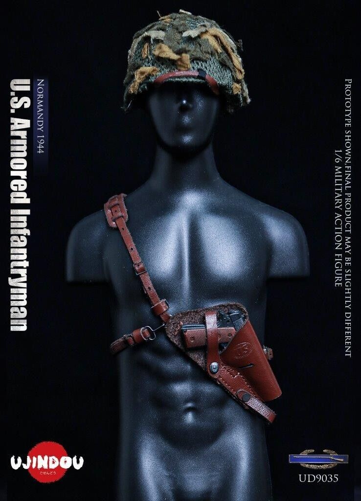 1:6 scale Ujindou WWII US Armored Infantryman Helmet w/ Camo Netting