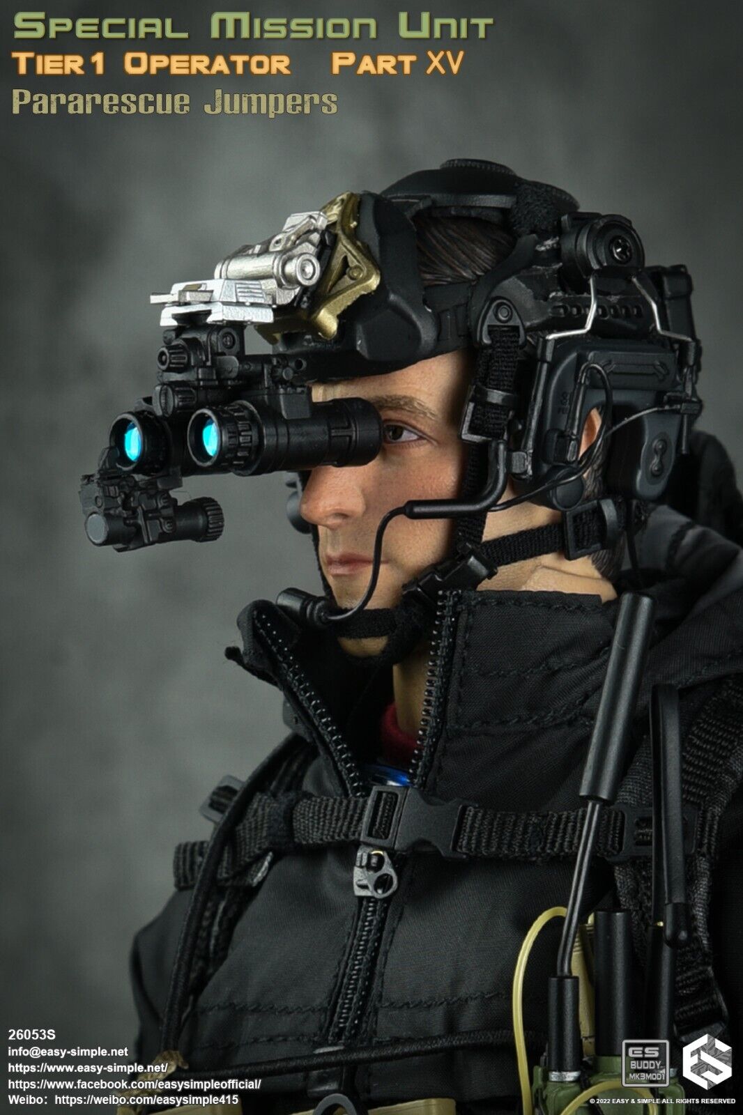 1:6 Easy & Simple Pararescue Jumpers Skull Crusher Helmet Set for 12" Figures