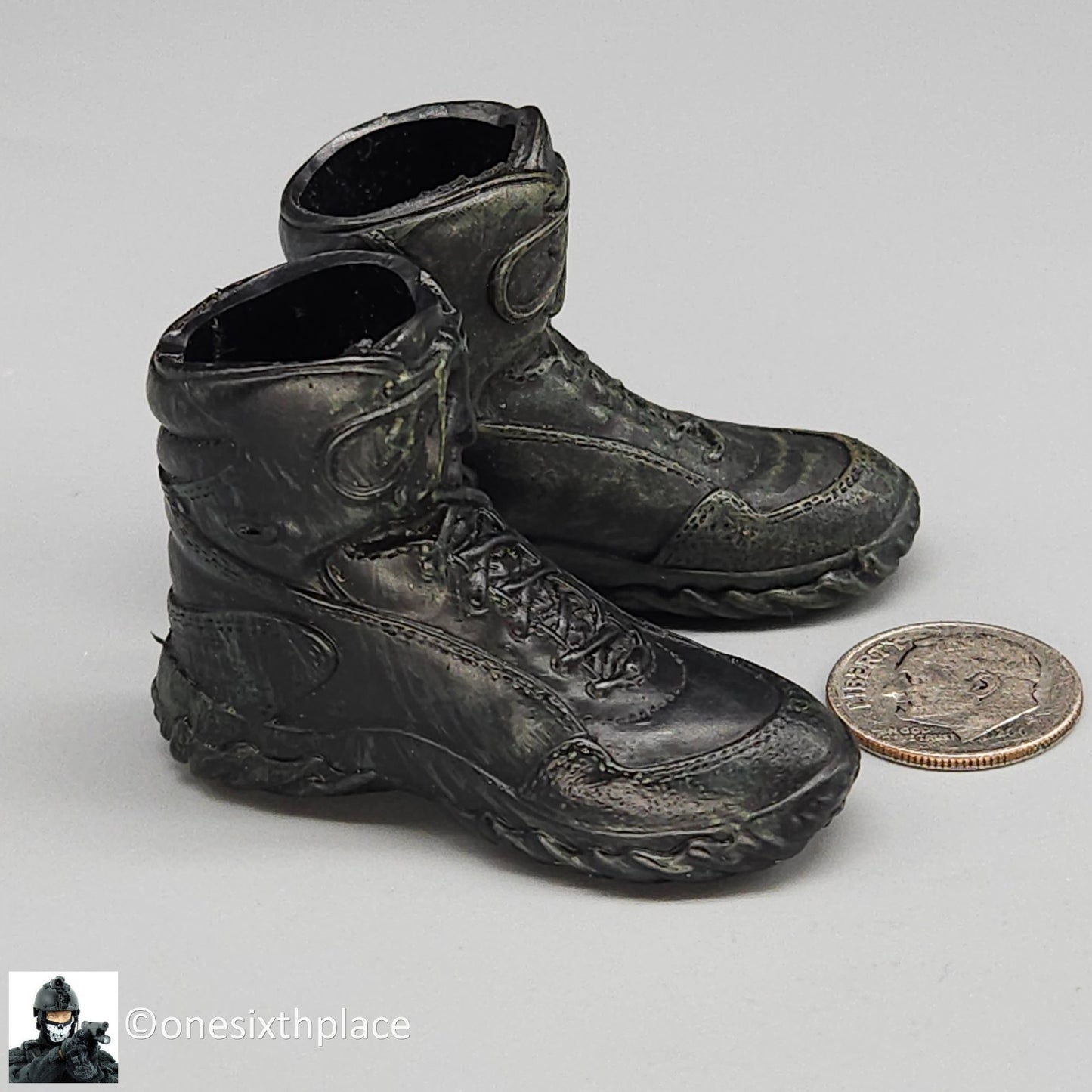 1:6 scale ExperToys Ranger Molded Black Oakley Boots (Foot Type) for 12" Figures