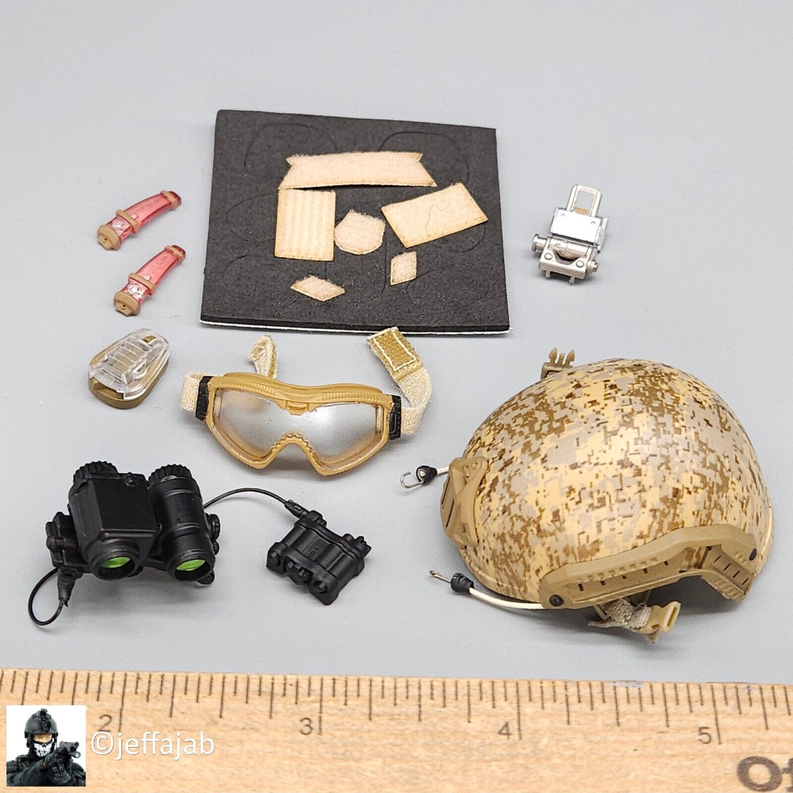 1:6 Easy & Simple Recce Element AOR1 Camo FAST Helmet w/ NVG & Goggles