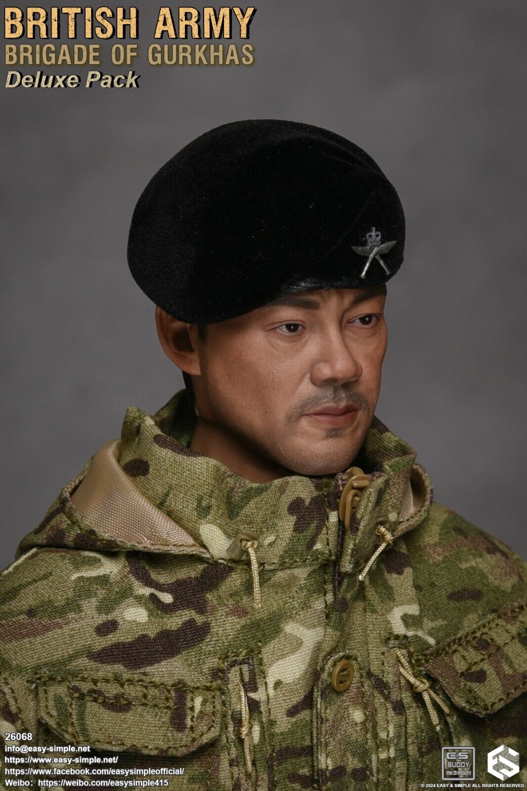 1:6 scale Easy & Simple British Army Brigade of Gurkhas Male Head Sculpt