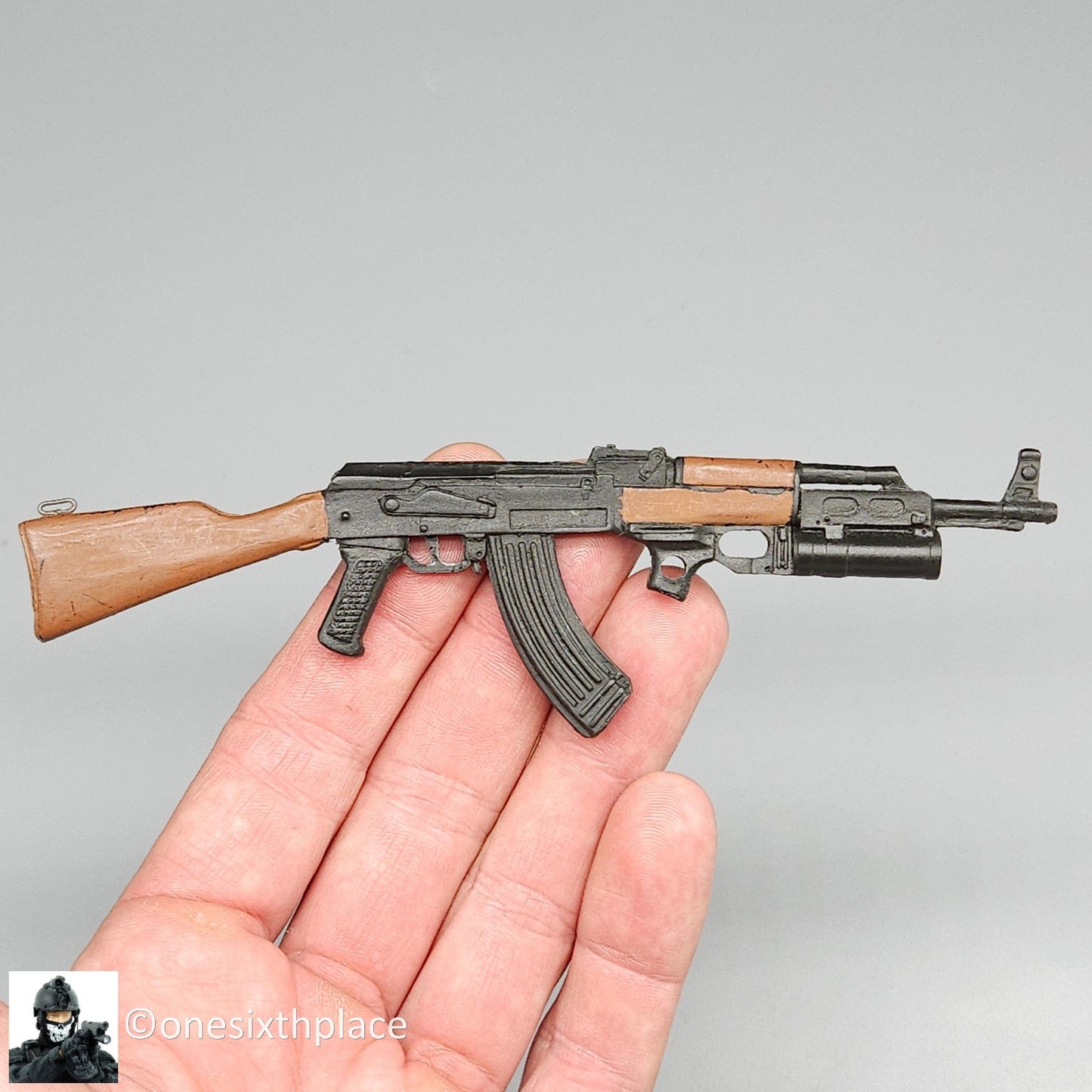 1:6 scale AK47 Rifle w/ Grenade Launcher for 12" Figures