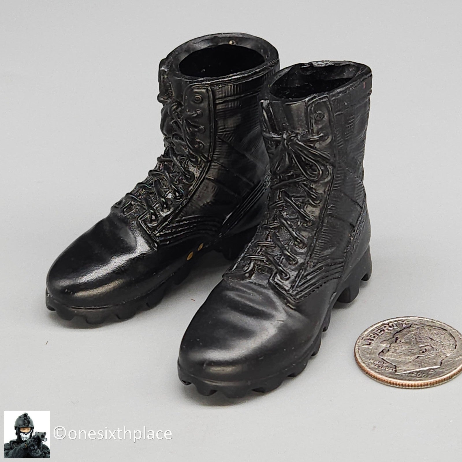 1:6 scale Dragon Amy Female Black Combat Boots (Foot Type) for 12" Figures