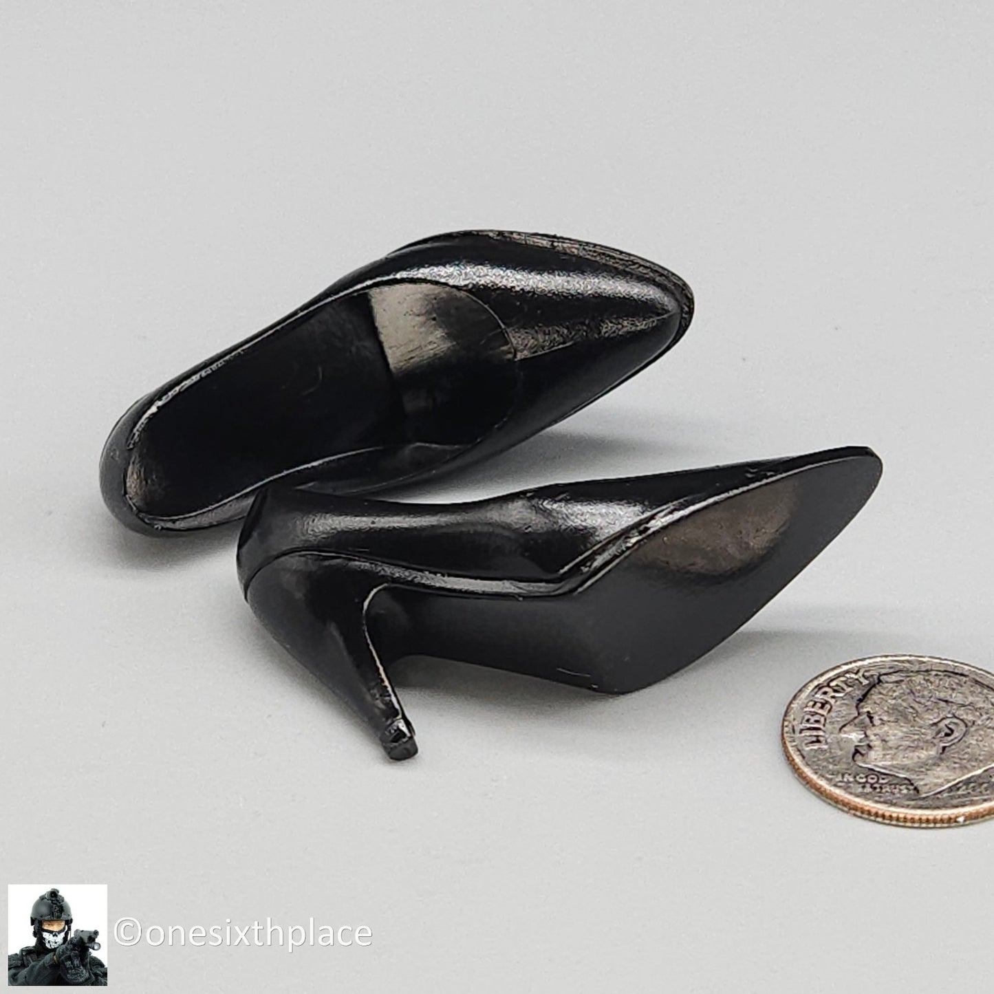 1:6 Triad Toys Female Black High Heels Shoes Style B (Medium Heel) 12" Figures