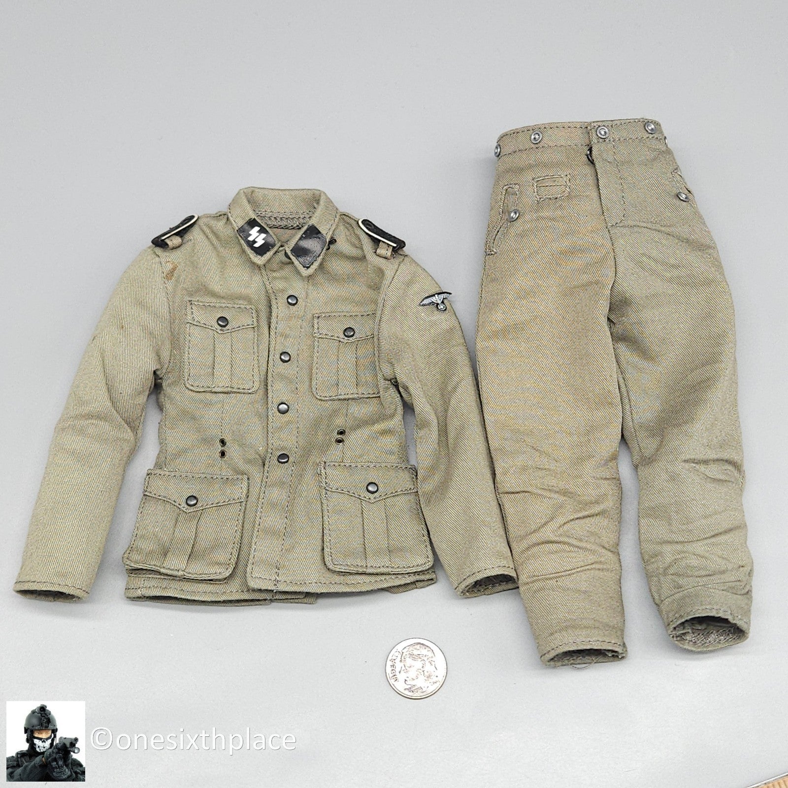 1:6 scale Dragon WWII German SS Mann Schutz Uniform Tunic & Pants #1 12" Figures