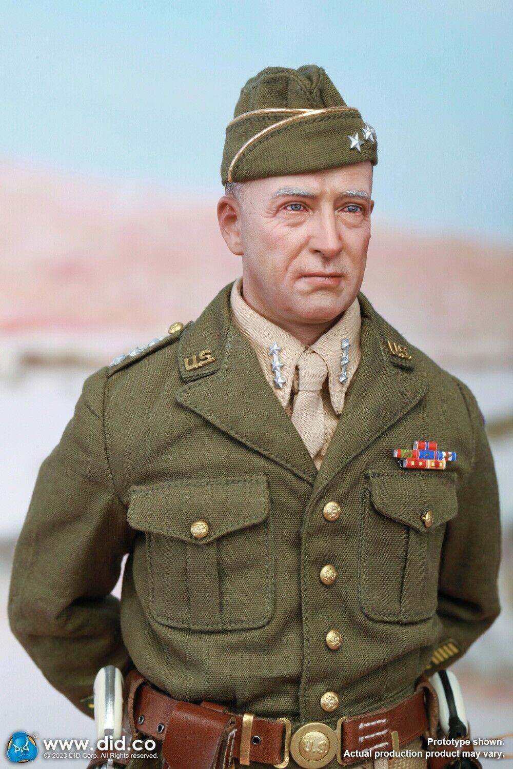 1:6 scale DiD WWII General George Patton Male Head Sculpt for 12" Figures