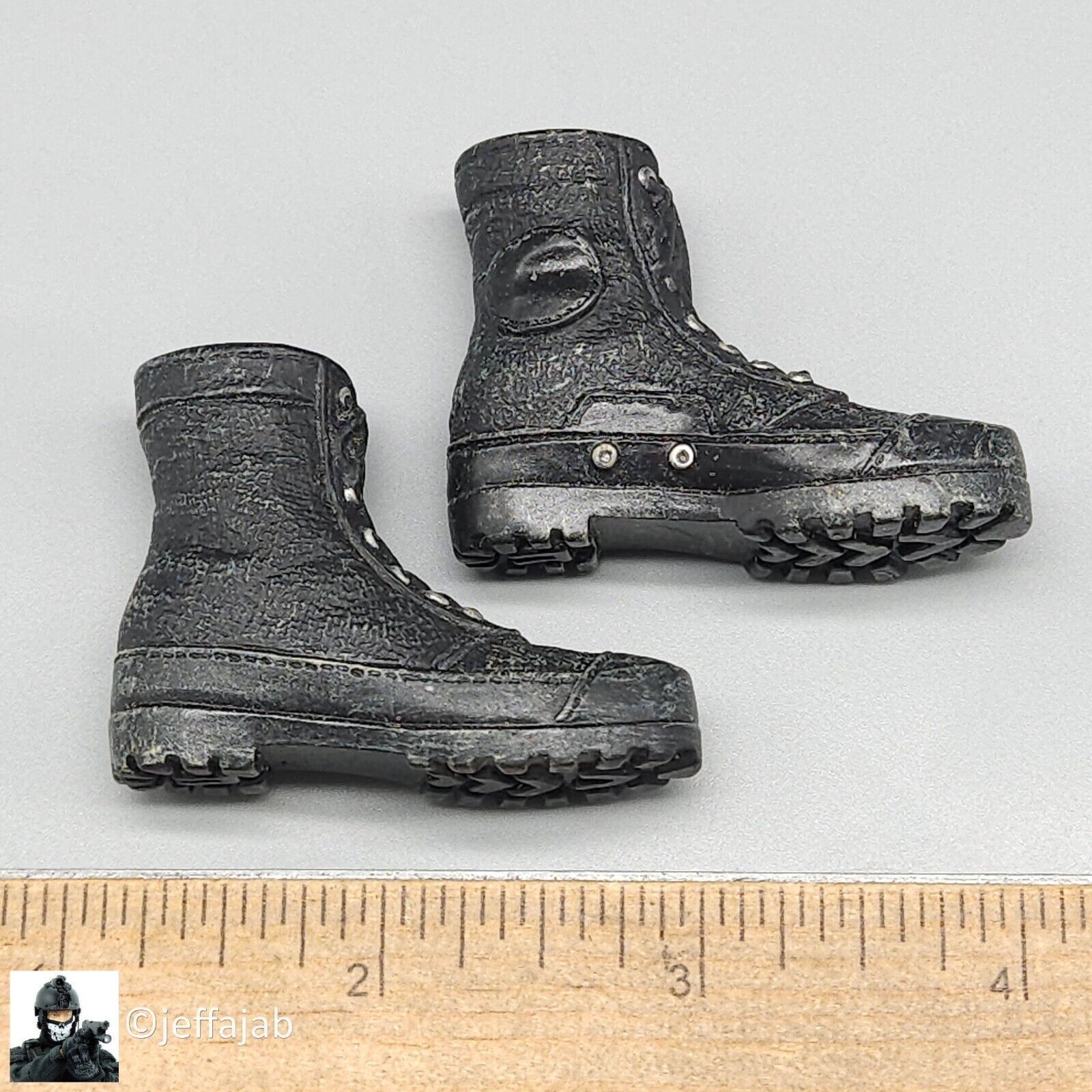 1:6 Hot Toys Vietnam Navy SEAL ARVN CIDG Black Boots (Foot Type) for 12" Figures