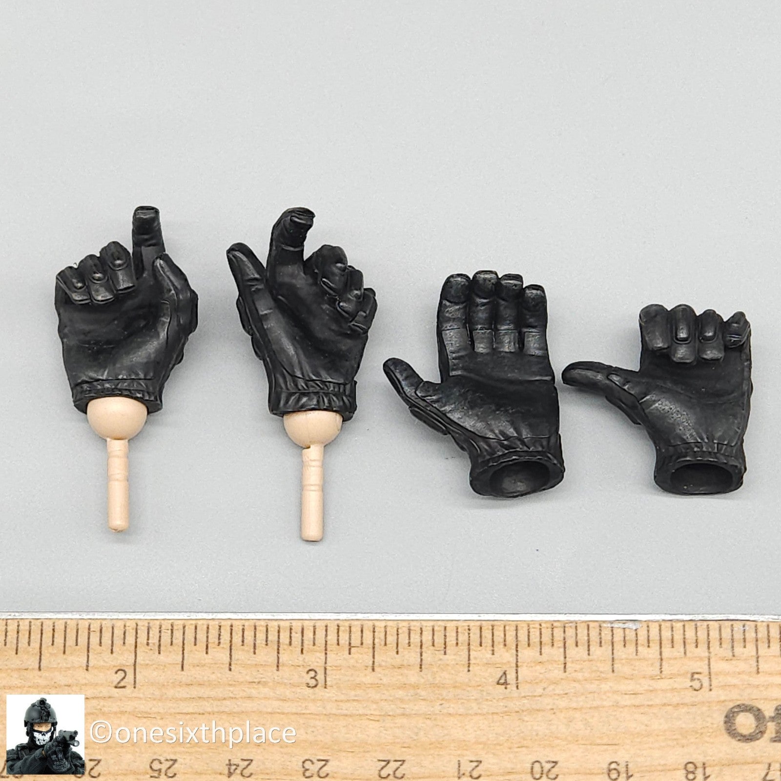1:6 scale DamToys Russian Military Police Black Gloved Hands Set for 12" Figures