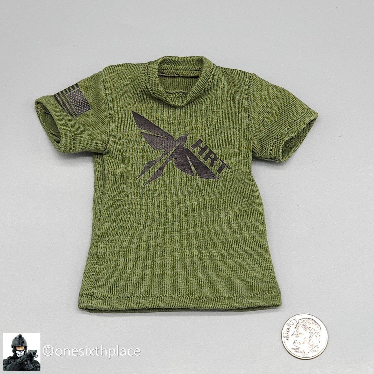 1:6 scale Easy & Simple HRT Team Leader Mens Green Logo T-Shirt for 12" Figures