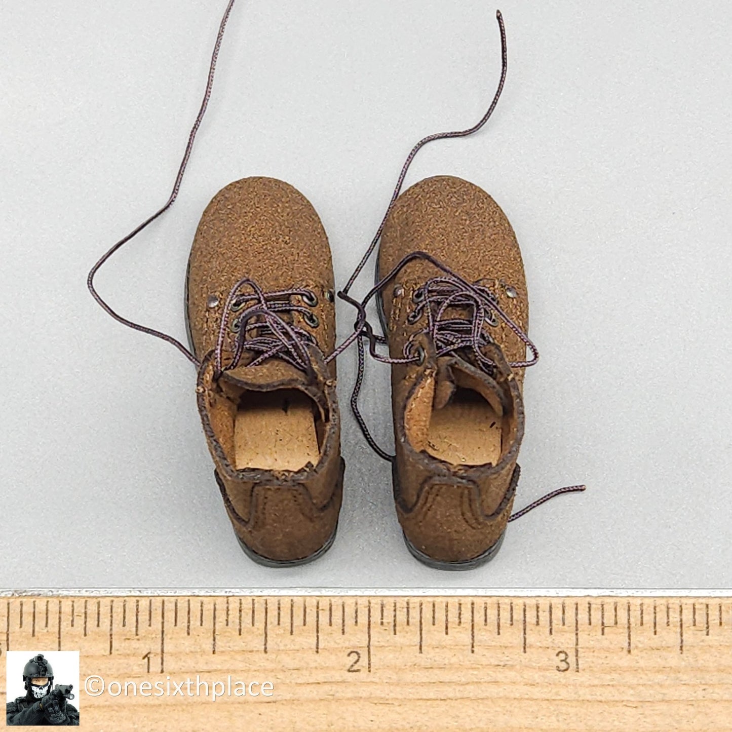 1:6 Facepool WWII USMC Snafu Leather Boondocker Boots (for Feet) for 12" Figures