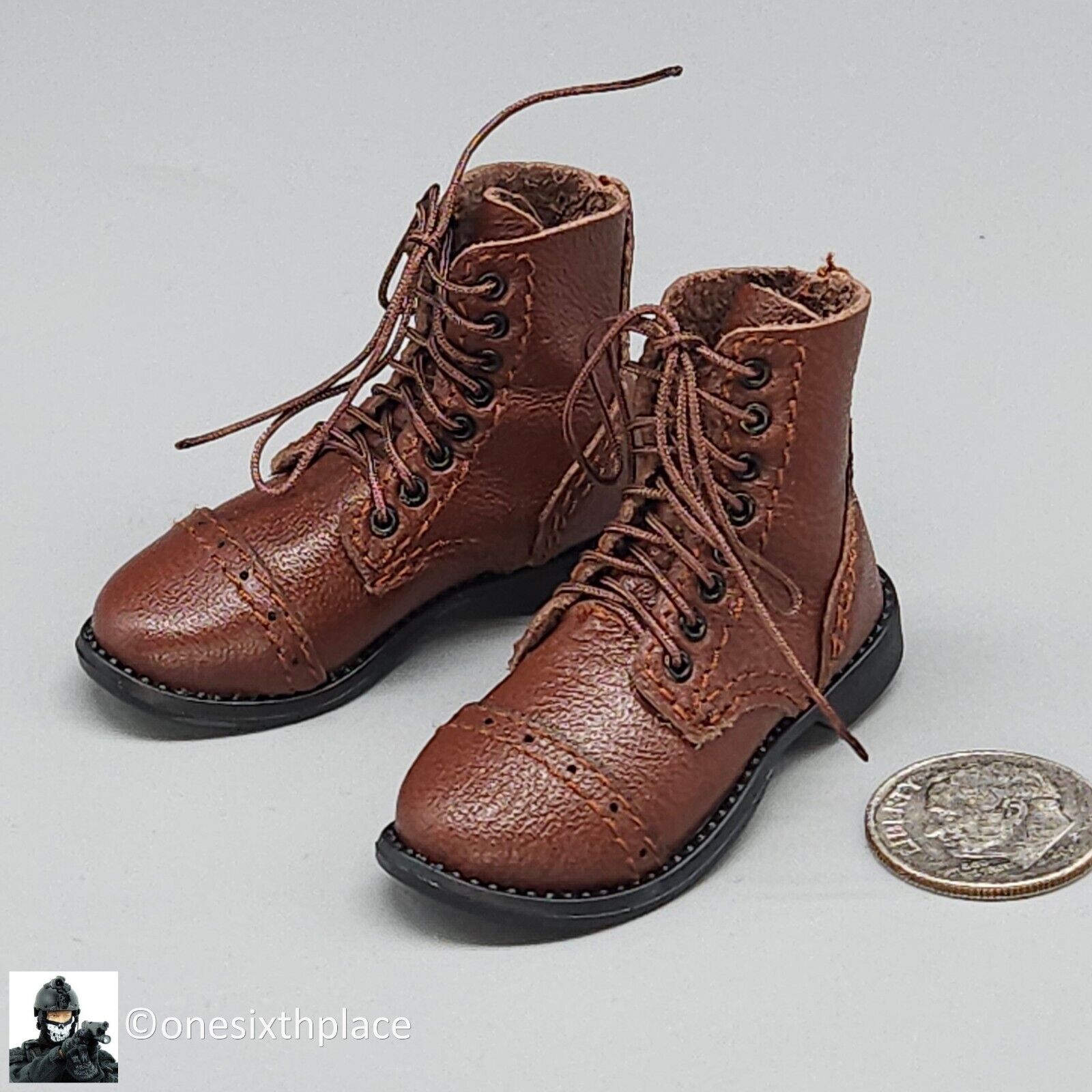 1:6 scale Ujindou WWII US Armored Infantryman Brown Service Shoes Boots