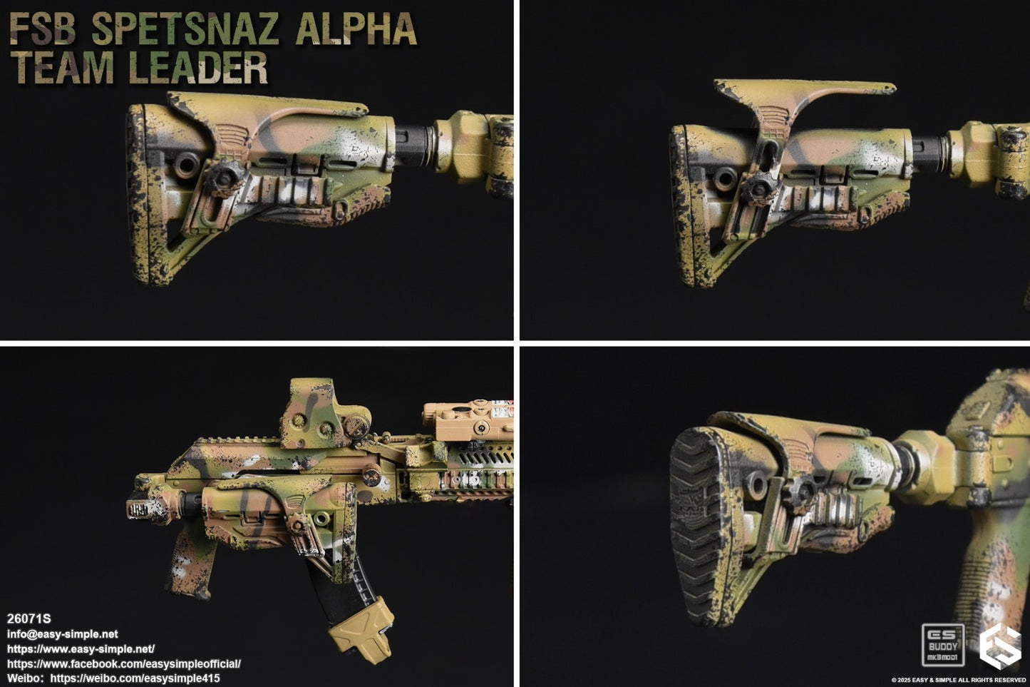 1:6 scale Easy & Simple Russian ALPHA Team Leader AK105 Rifle Set for 12" Figure