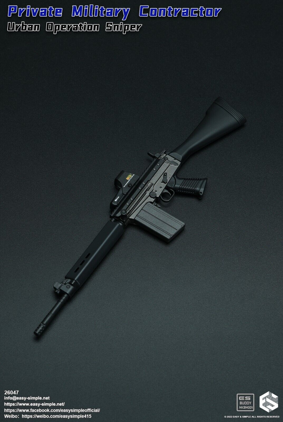 1:6 Easy & Simple PMC Urban Operation Sniper DSA SA58 Rifle for 12" Figures