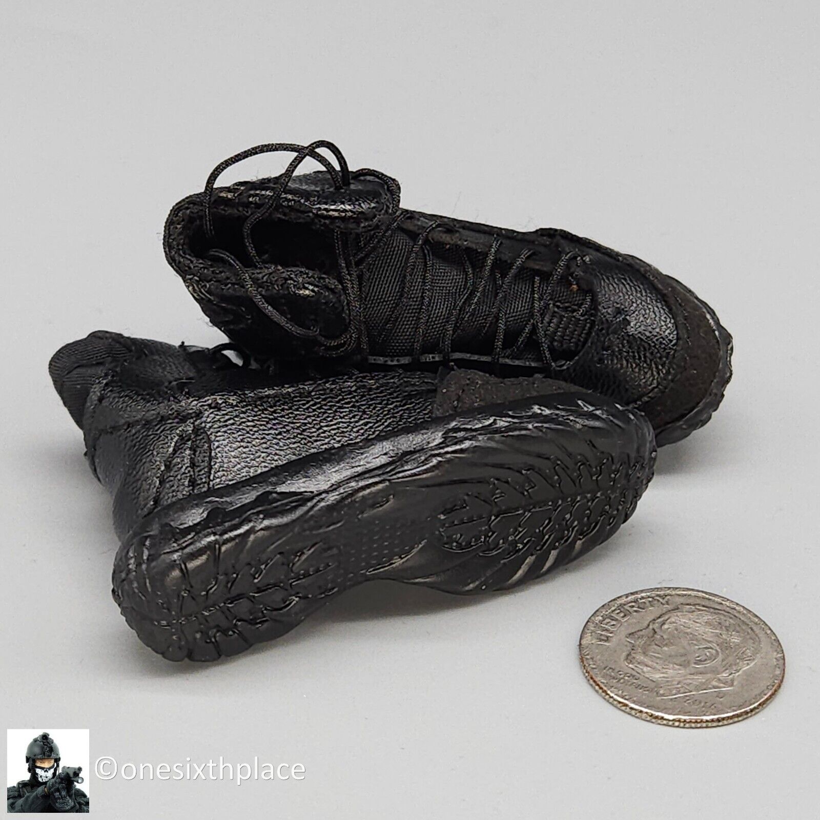 1:6 Mini Times Navy SEAL Special Force HALO Black Boots (Peg Type)