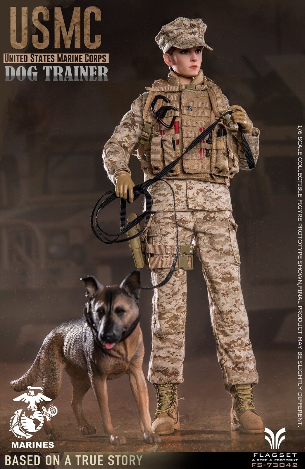 1:6 Scale Flagset Female USMC Dog Trainer Large Tan Utility Pouch for 12" Figure