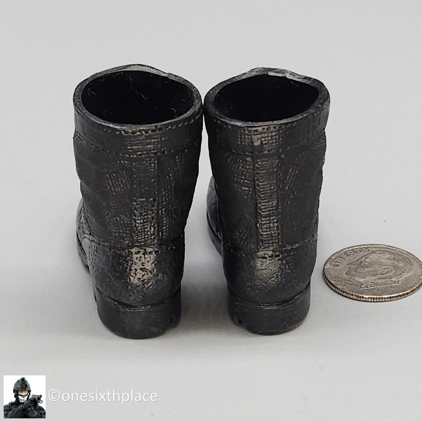 1:6 scale Dragon Black Combat Boots Light Weathering (Foot Type) for 12" Figures