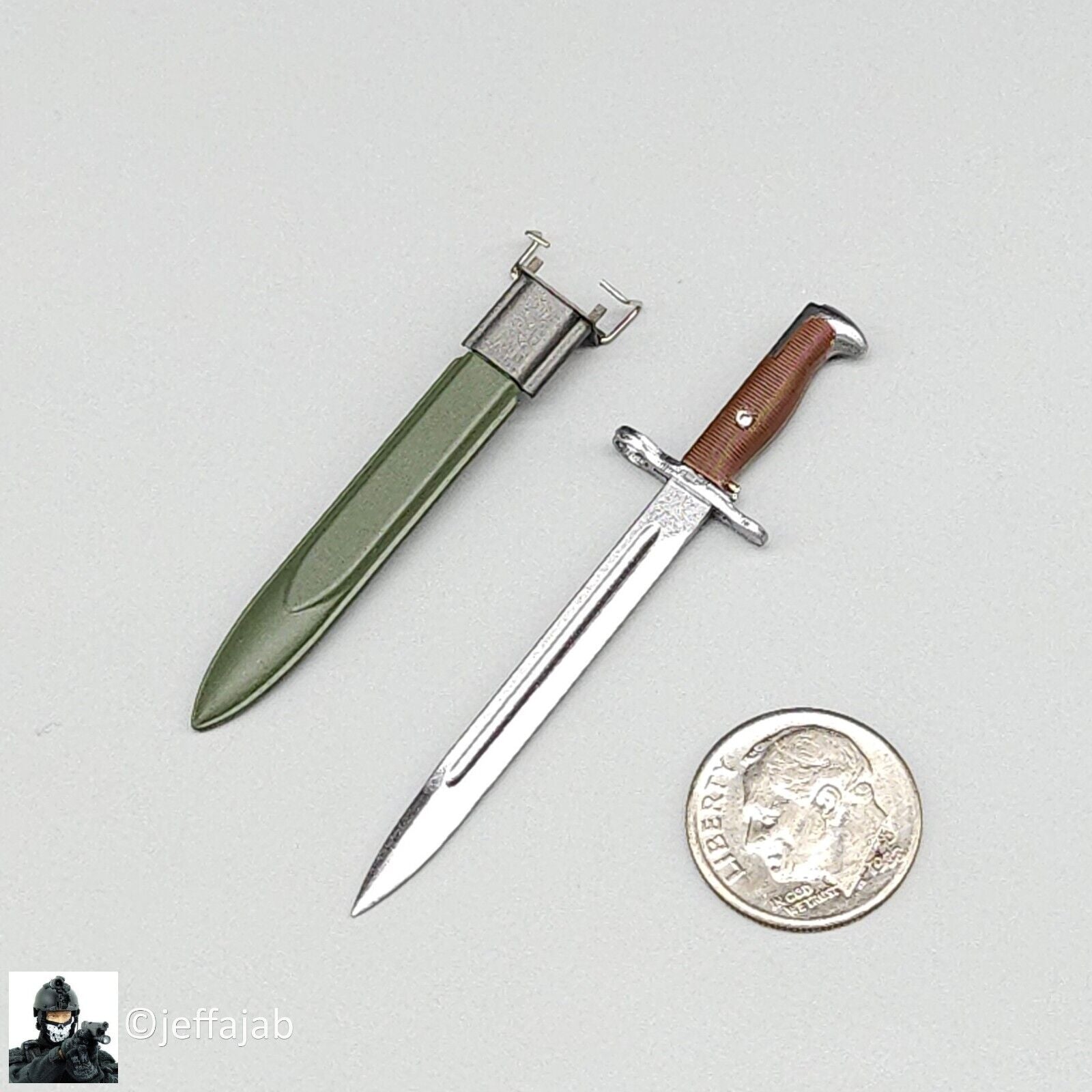 1:6 scale Soldier Story WWII US 101st Airborne Private M1 Bayonet Knife & Sheath