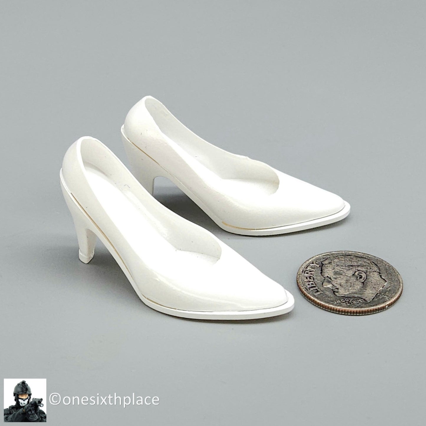 1:6 Triad Toys Female White High Heels Shoes Style B (Medium Heel) 12" Figures