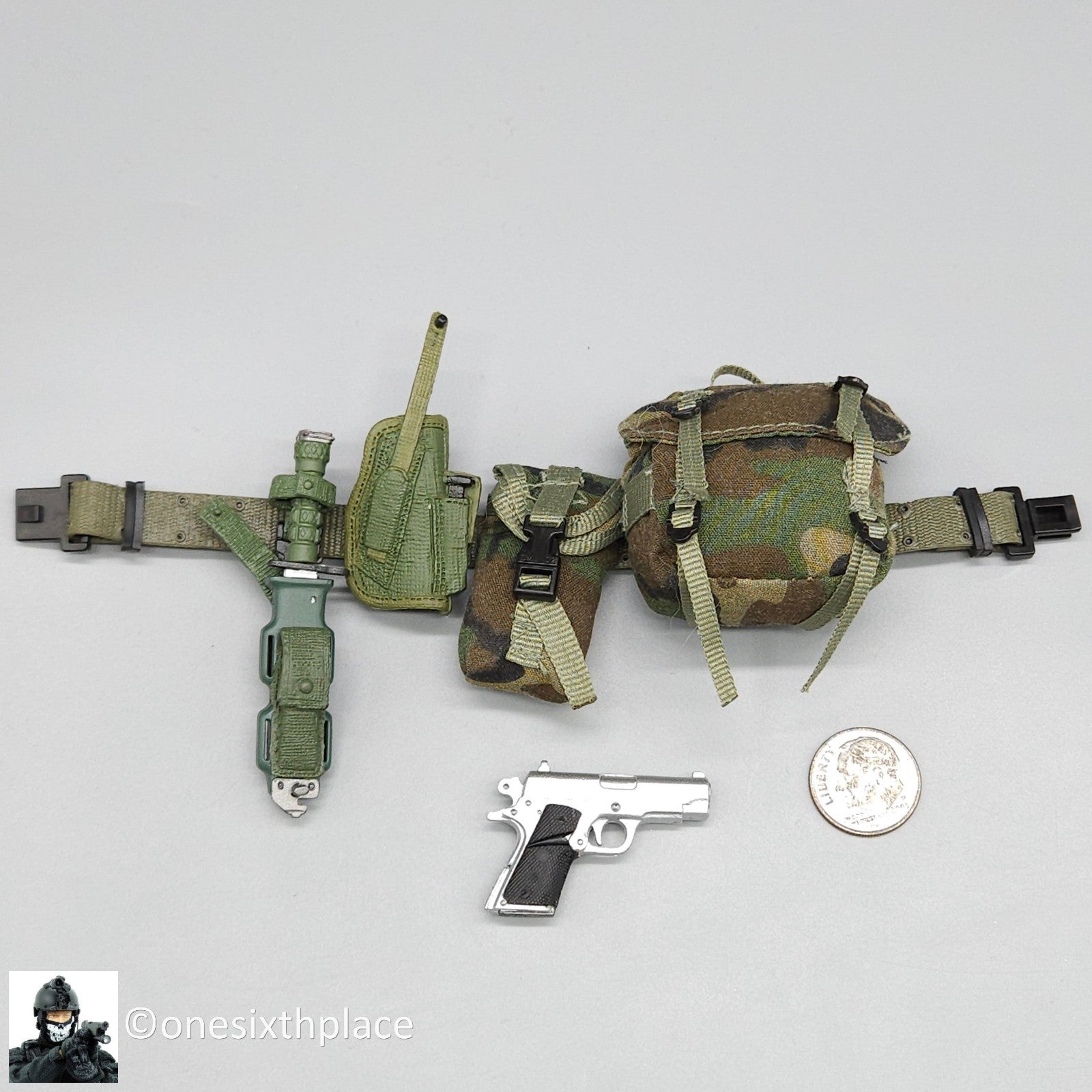 1:6 scale Dragon CIA Agent Jones Belt Pistol Knife Pouch Set for 12" Figures