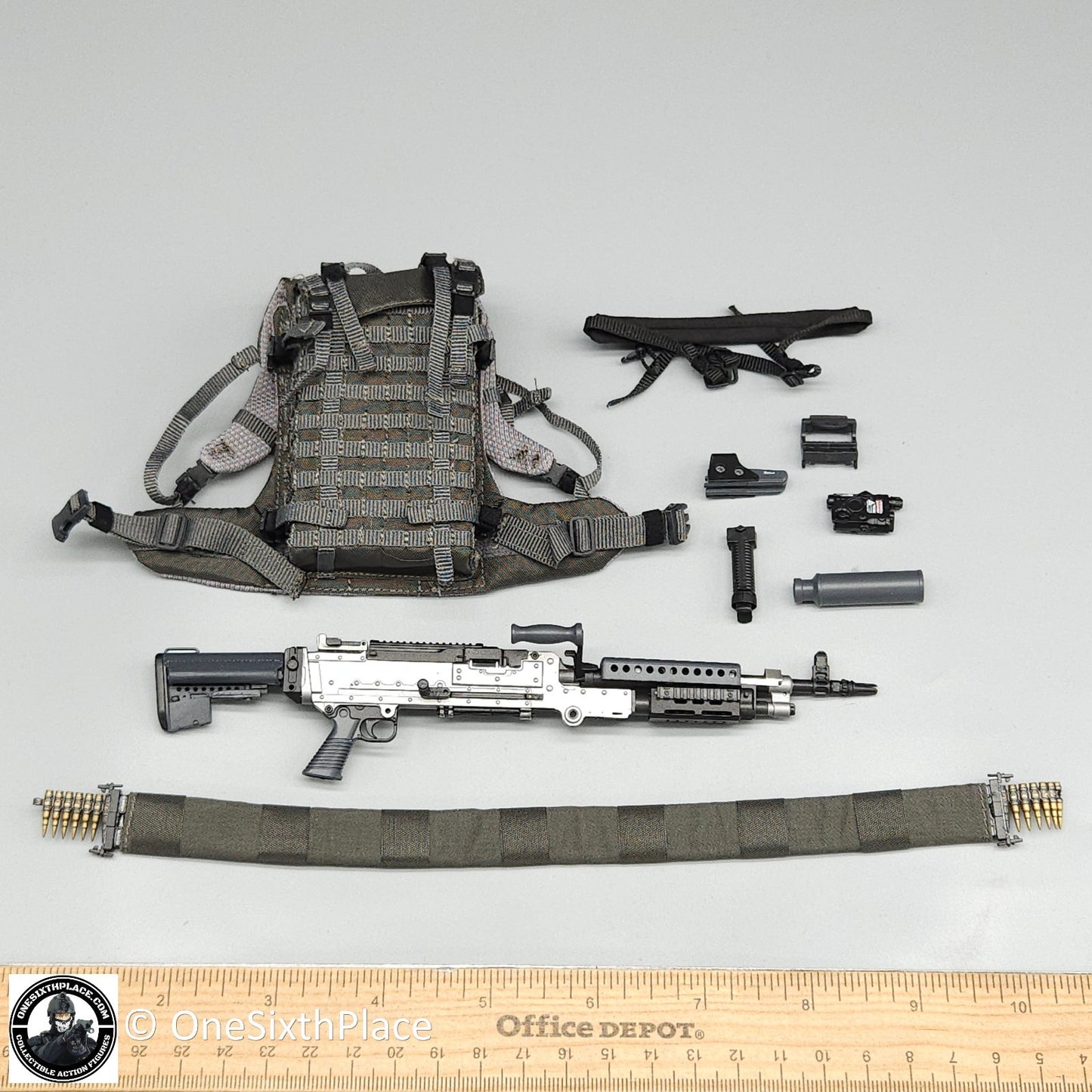 1:6 scale ZERT Juggernaut Sully M240 LMG w/Ammo Belt & MICO Ammo Carrier