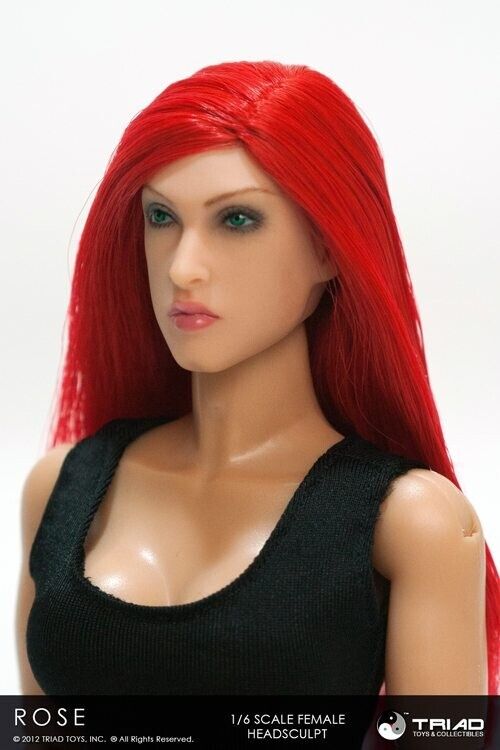 1:6 Triad Toys Female Head Sculpt Series 3 Rose Red Hair for 12" Figures