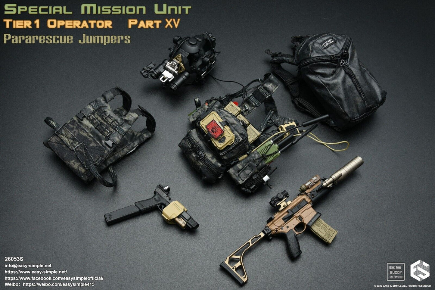 1:6 Easy & Simple Pararescue Jumpers Green Pistol Mag Pouch (x2) for 12" Figures