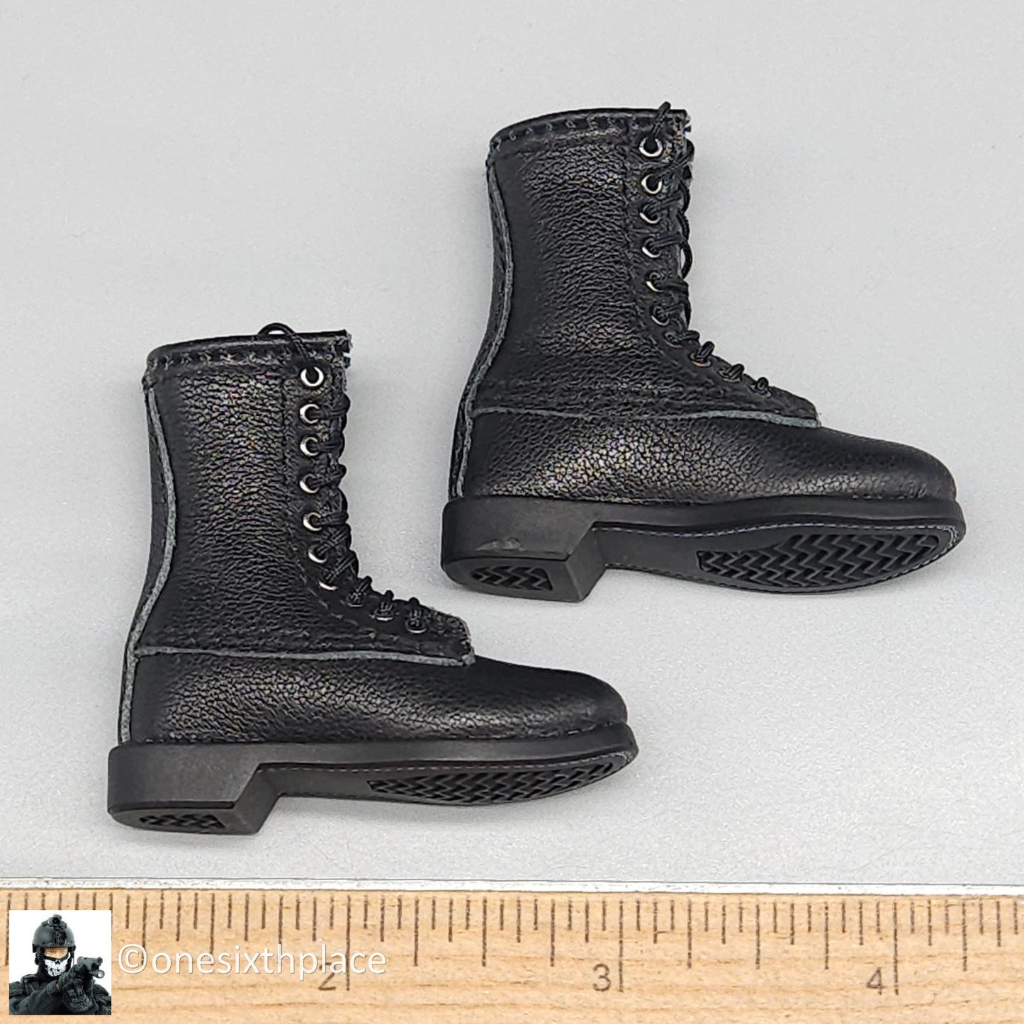 1:6 DID US Navy F-14 Pilot Tom & Nick Black Leather Boots (Foot Type) 12" Figure