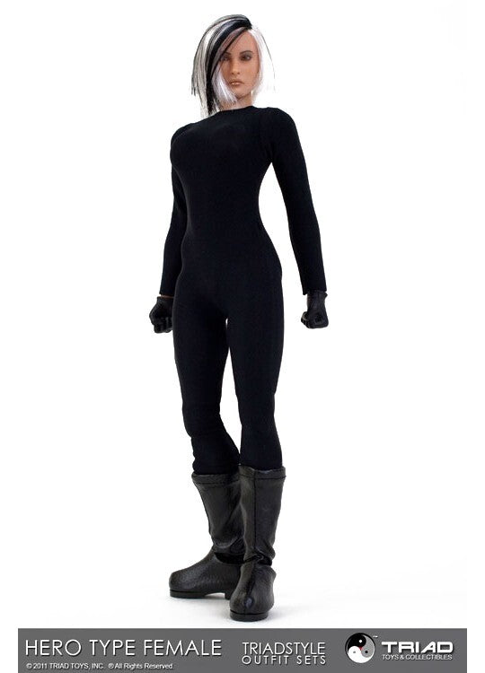 1:6 Triad Toys Female Hero Type 2.0 Black Bodysuit Outfit for 12" Figures