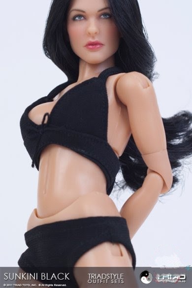 1:6 Triad Toys Sunkini Female Black Bikini Set for 12" Figures