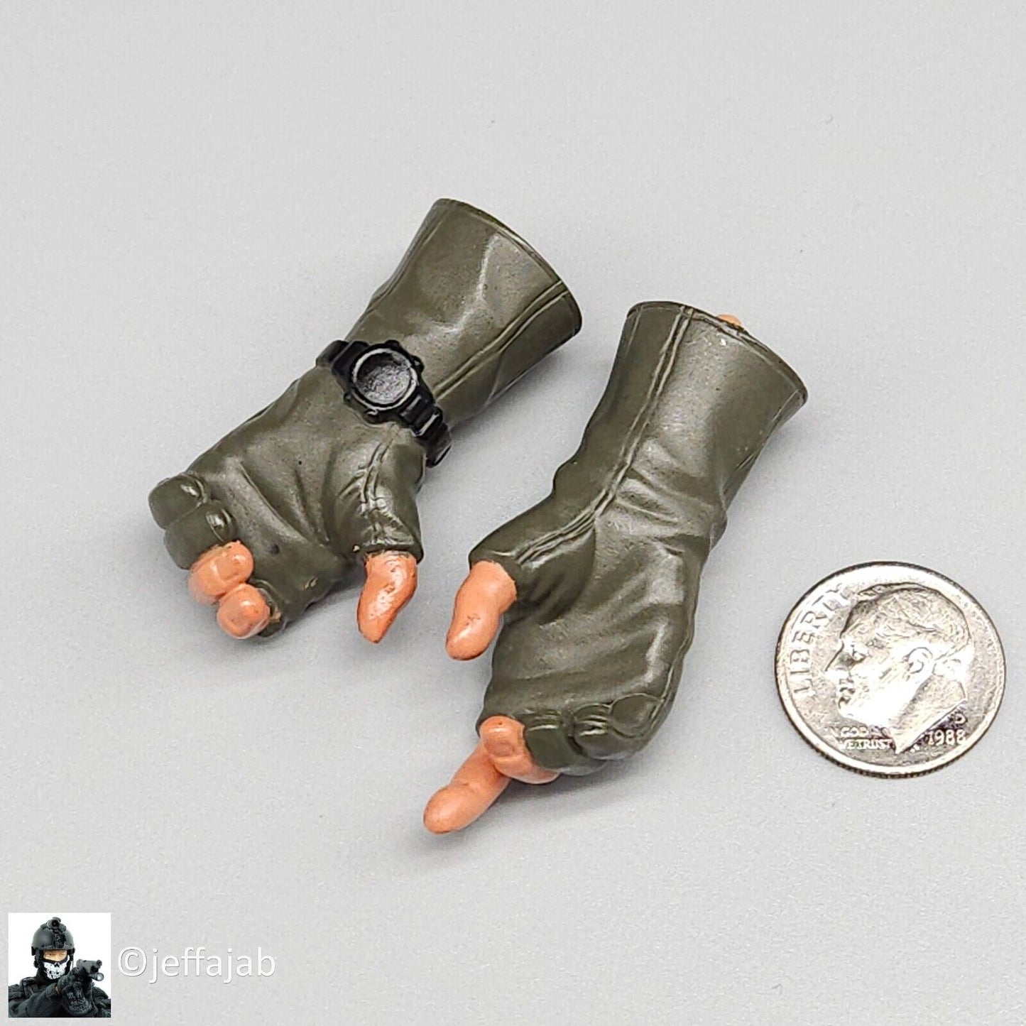 1:6 Dragon Navy SEAL Green Fingerless Gloved Hands for 12" Figures Pilot