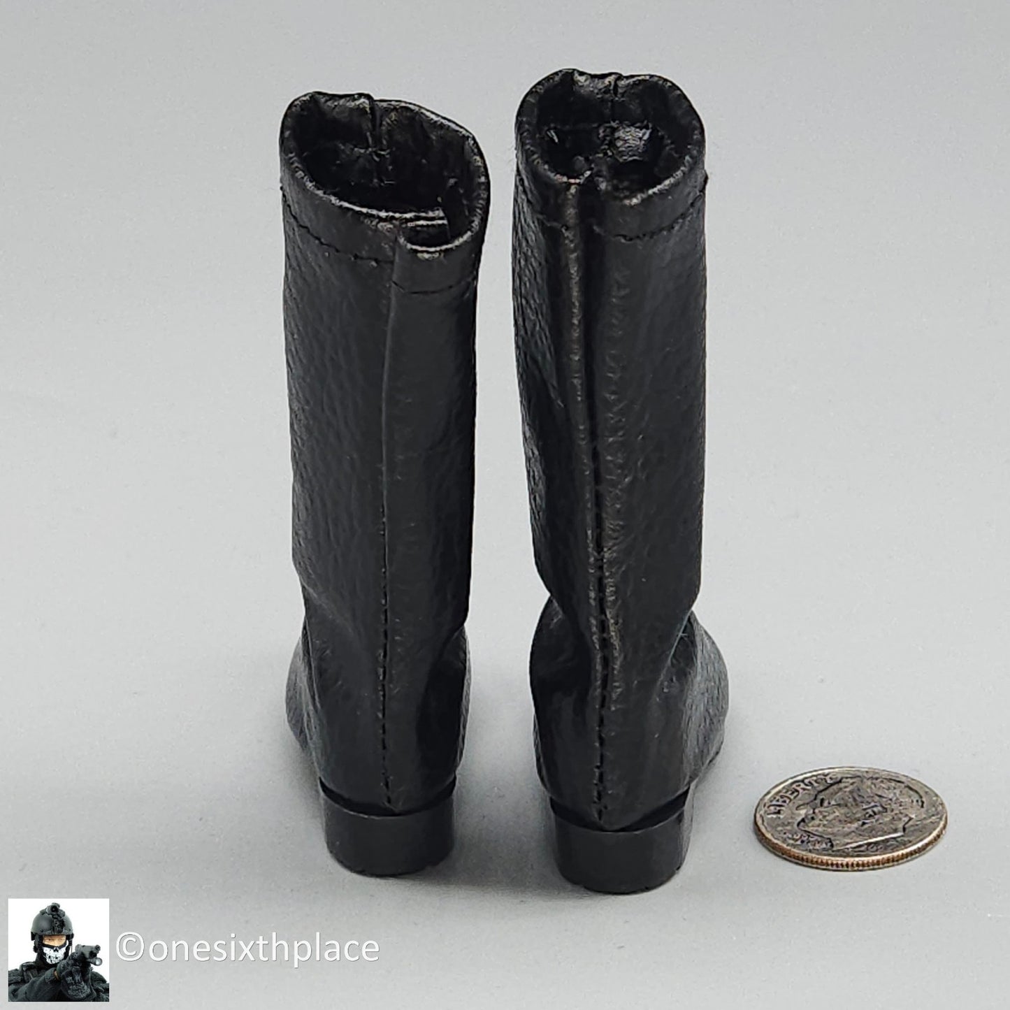 1:6 Triad Toys Plain Jane Female Tall Black Boots (Peg Type) for 12" Figures
