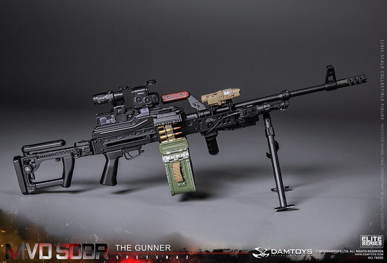 1:6 scale DamToys Russian Spetsnaz MVD SOBR Gunner PKM Machine Gun