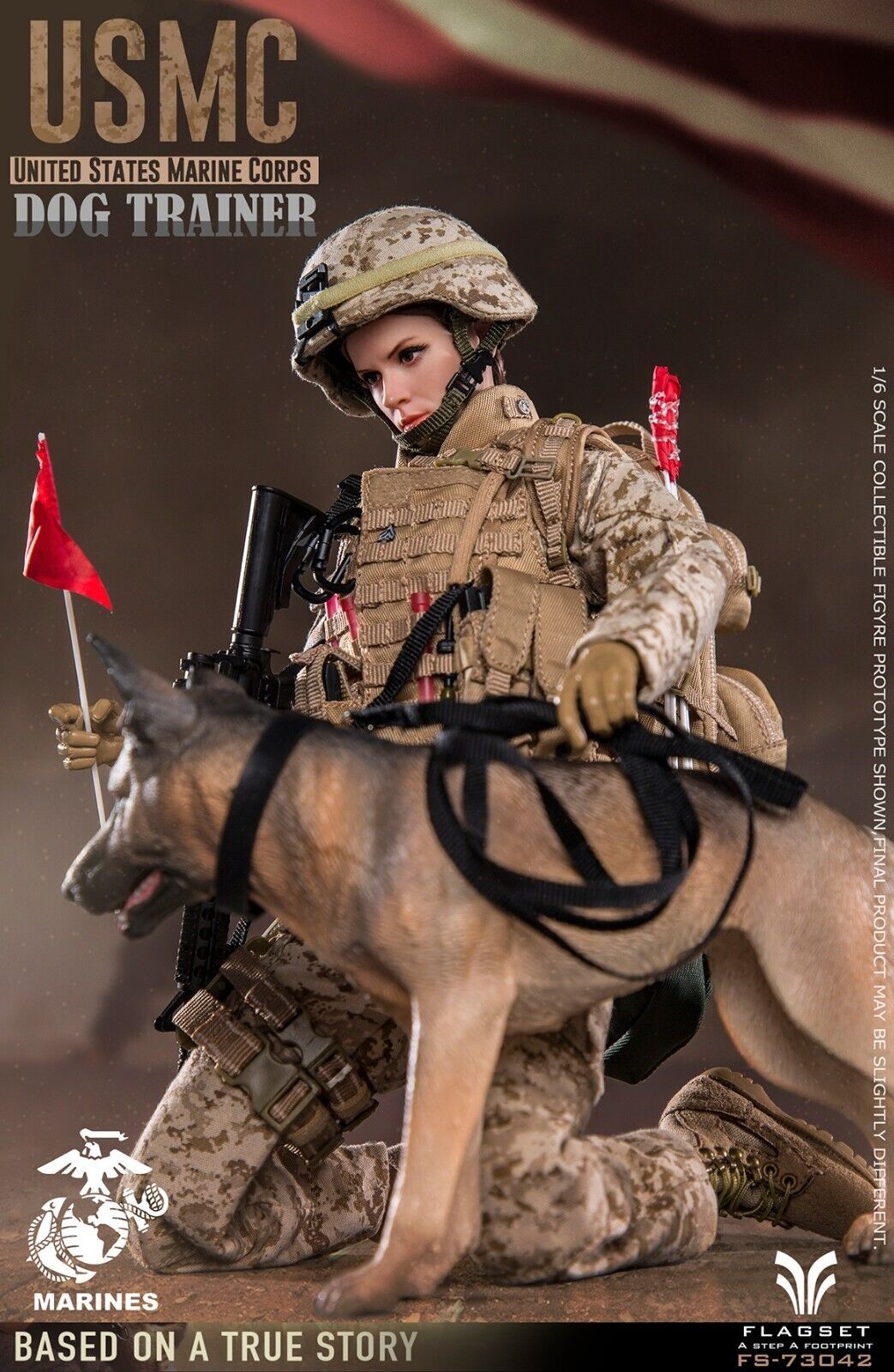 1:6 Scale Flagset Female USMC Dog Trainer MARPAT Hat Cover for 12" Figures